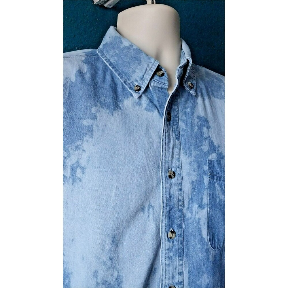 Vintage Acid Wash Denim Western Cowboy Shirt Cactus Hotel Long Sleeve Med Mens - Picture 6 of 9